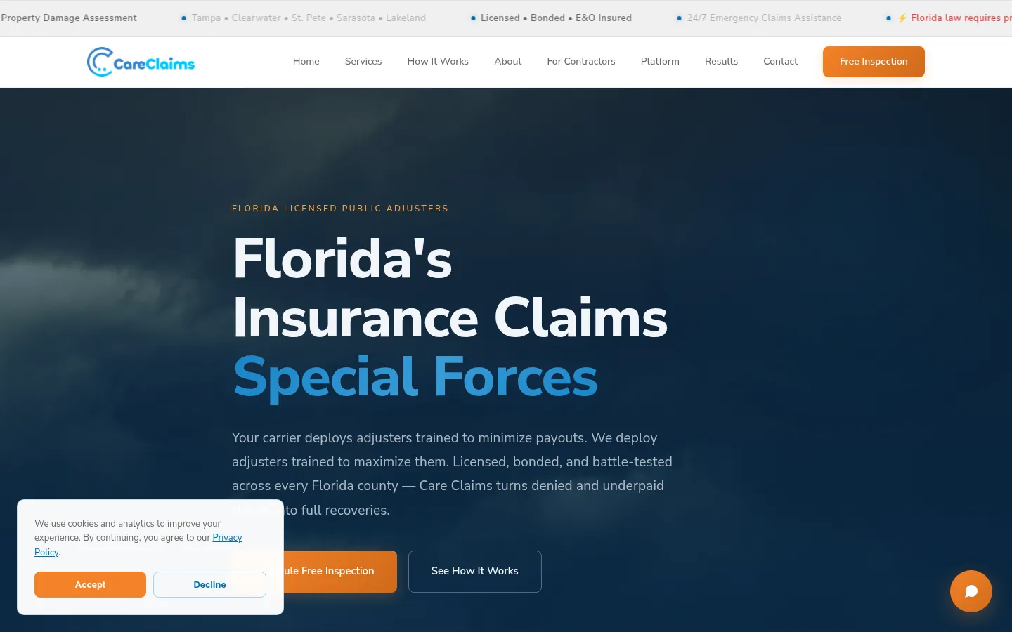 Care Claims Florida public adjuster website